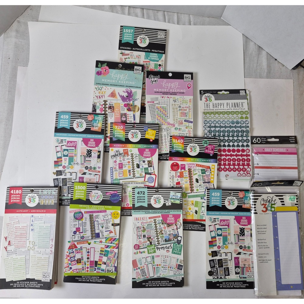 Me & My Big Ideas Happy Planner Sticker Book Lot Create 365 Rainbow craft 12pc